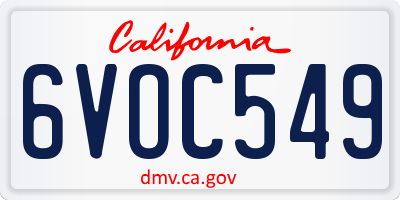 CA license plate 6VOC549