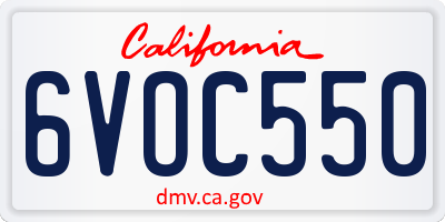 CA license plate 6VOC550