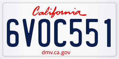 CA license plate 6VOC551