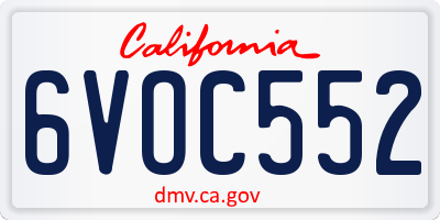 CA license plate 6VOC552