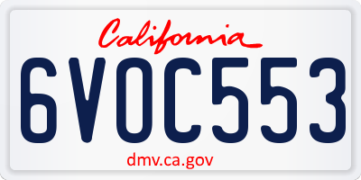 CA license plate 6VOC553