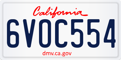 CA license plate 6VOC554