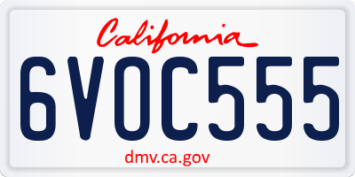 CA license plate 6VOC555