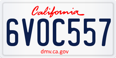 CA license plate 6VOC557