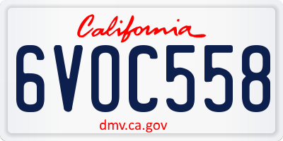 CA license plate 6VOC558