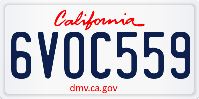 CA license plate 6VOC559