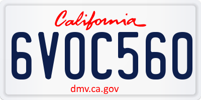 CA license plate 6VOC560