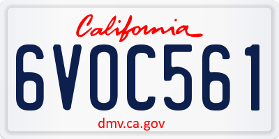 CA license plate 6VOC561