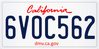 CA license plate 6VOC562