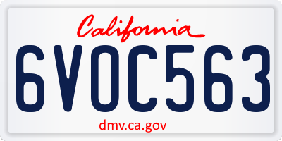 CA license plate 6VOC563