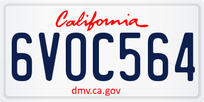 CA license plate 6VOC564