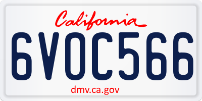 CA license plate 6VOC566
