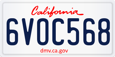 CA license plate 6VOC568