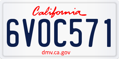 CA license plate 6VOC571