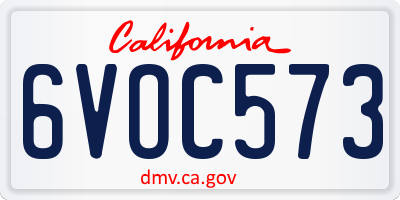 CA license plate 6VOC573