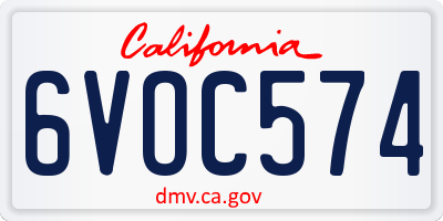CA license plate 6VOC574