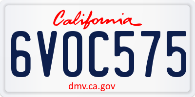 CA license plate 6VOC575