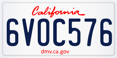CA license plate 6VOC576