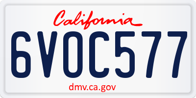 CA license plate 6VOC577
