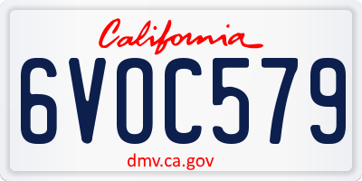 CA license plate 6VOC579