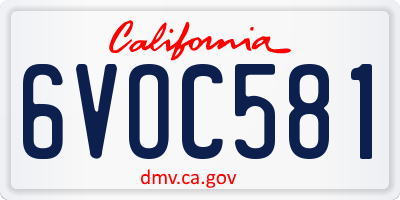 CA license plate 6VOC581