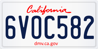 CA license plate 6VOC582
