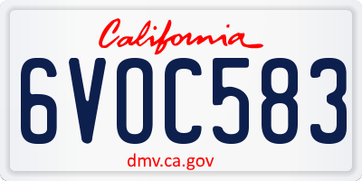 CA license plate 6VOC583