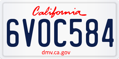 CA license plate 6VOC584