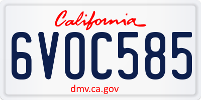 CA license plate 6VOC585