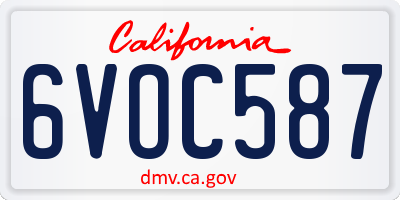 CA license plate 6VOC587