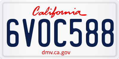 CA license plate 6VOC588