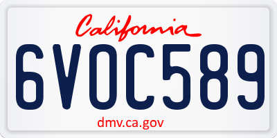 CA license plate 6VOC589