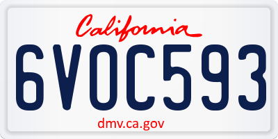 CA license plate 6VOC593