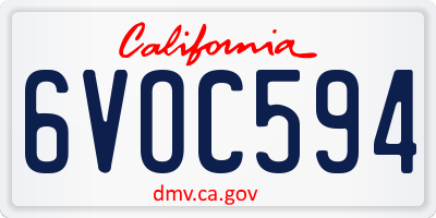 CA license plate 6VOC594