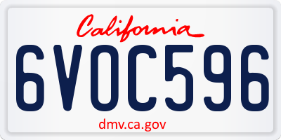 CA license plate 6VOC596