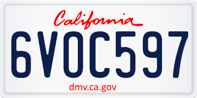 CA license plate 6VOC597