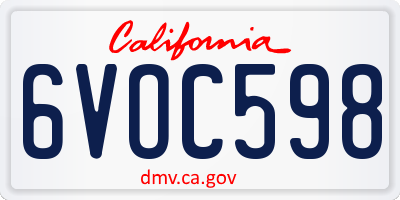 CA license plate 6VOC598