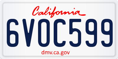 CA license plate 6VOC599