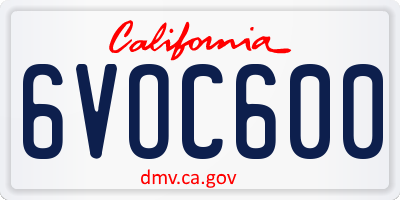 CA license plate 6VOC600