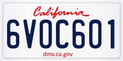 CA license plate 6VOC601