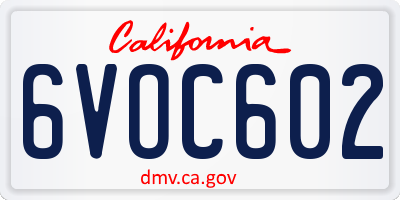 CA license plate 6VOC602