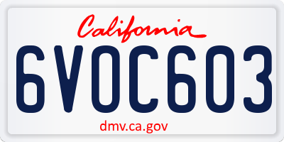 CA license plate 6VOC603