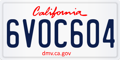 CA license plate 6VOC604
