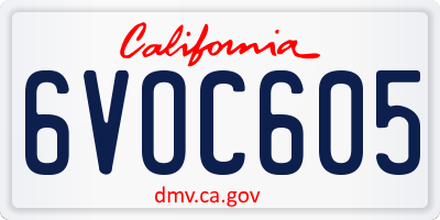 CA license plate 6VOC605