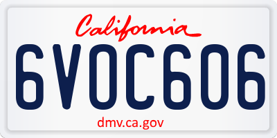 CA license plate 6VOC606