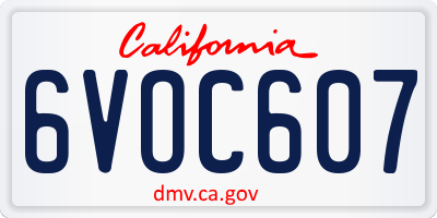 CA license plate 6VOC607