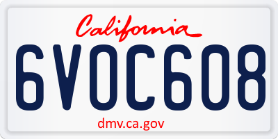 CA license plate 6VOC608