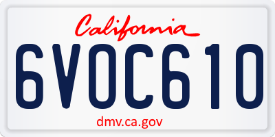 CA license plate 6VOC610