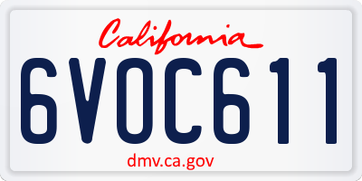CA license plate 6VOC611
