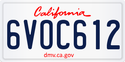 CA license plate 6VOC612